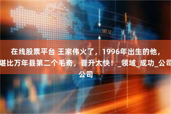 在线股票平台 王家伟火了，1996年出生的他，堪比万年县第二个毛奇，晋升太快！_领域_成功_公司
