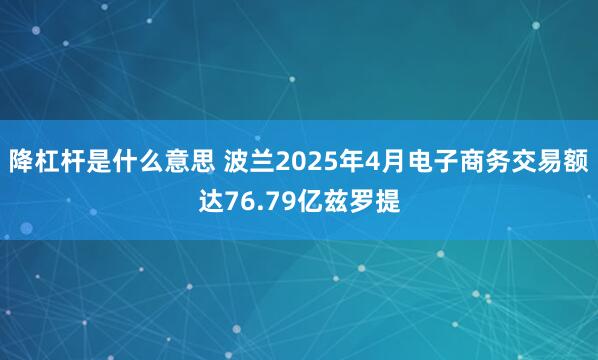 降杠杆是什么意思 波兰2025年4月电子商务交易额达76.79亿兹罗提