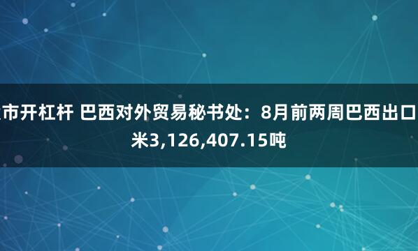 股市开杠杆 巴西对外贸易秘书处：8月前两周巴西出口玉米3,126,407.15吨