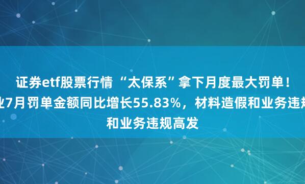 证券etf股票行情 “太保系”拿下月度最大罚单！保险业7月罚单金额同比增长55.83%，材料造假和业务违规高发